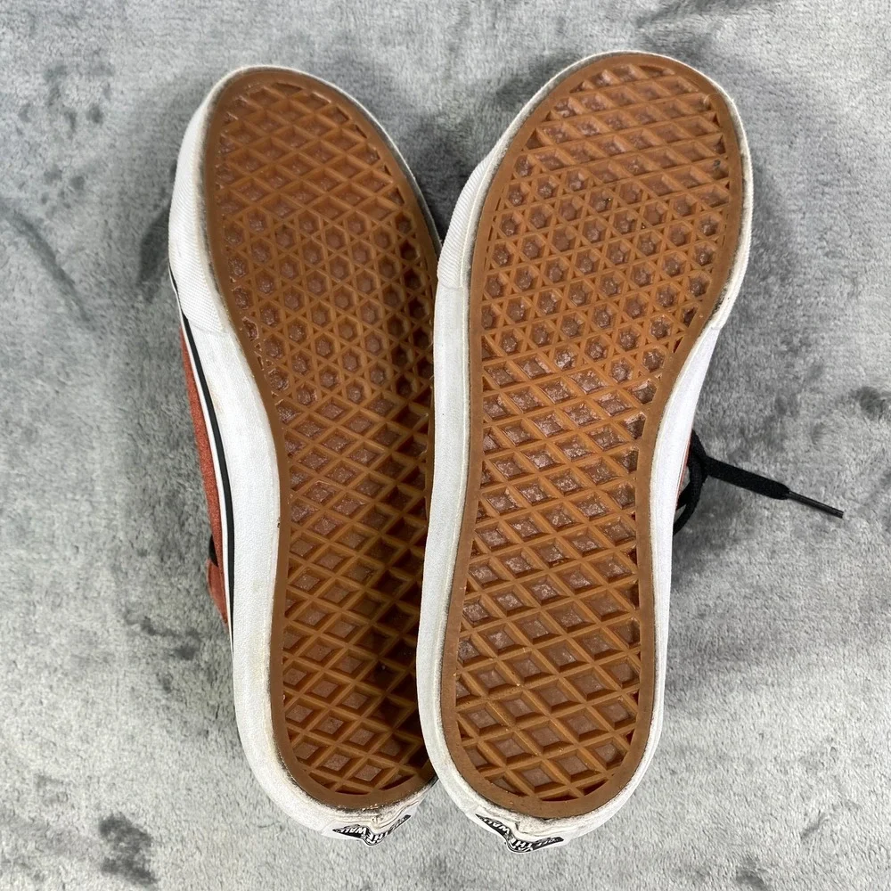 Vans Sk8-Hi High Top Sneakers Girls Size 6 Burnt Orange Checkerboard Suede Shoes